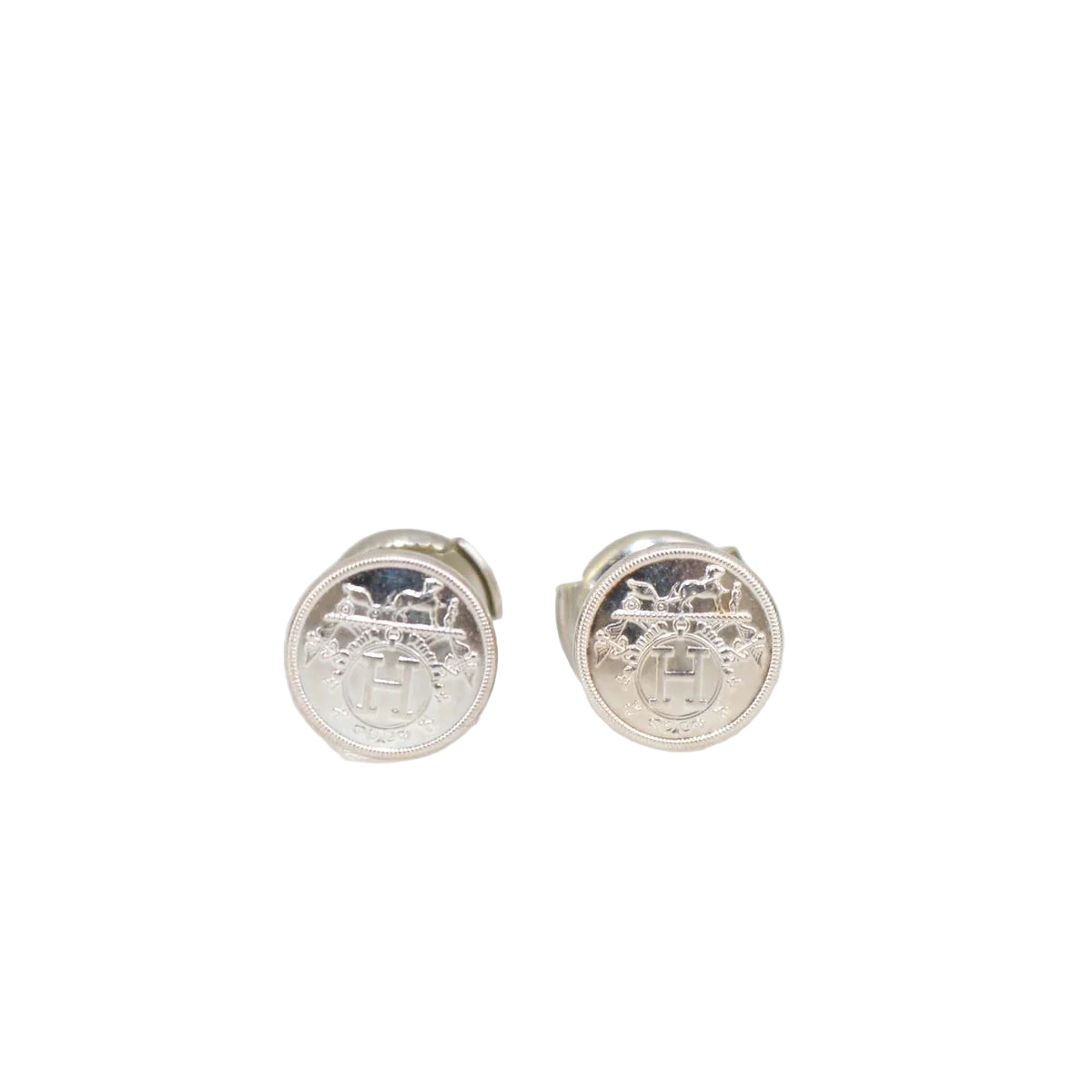Hermès Ex-Libris Earrings - Silver (Small Model)