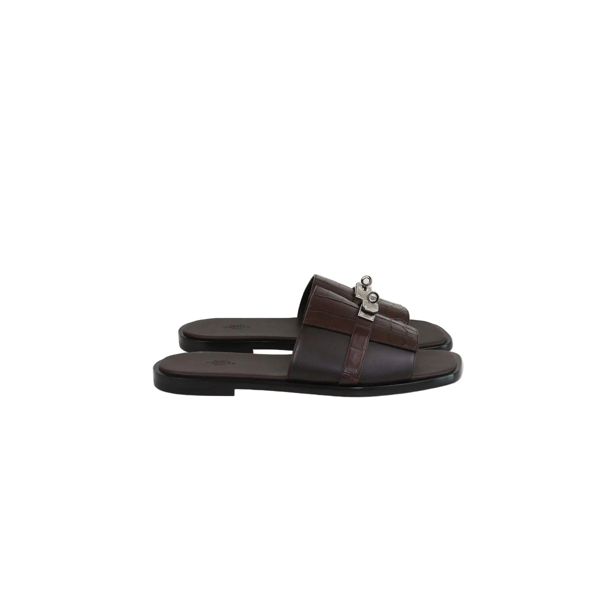 Hermès Gabriel Sandal - Dark Brown/Noir Alligator (45)