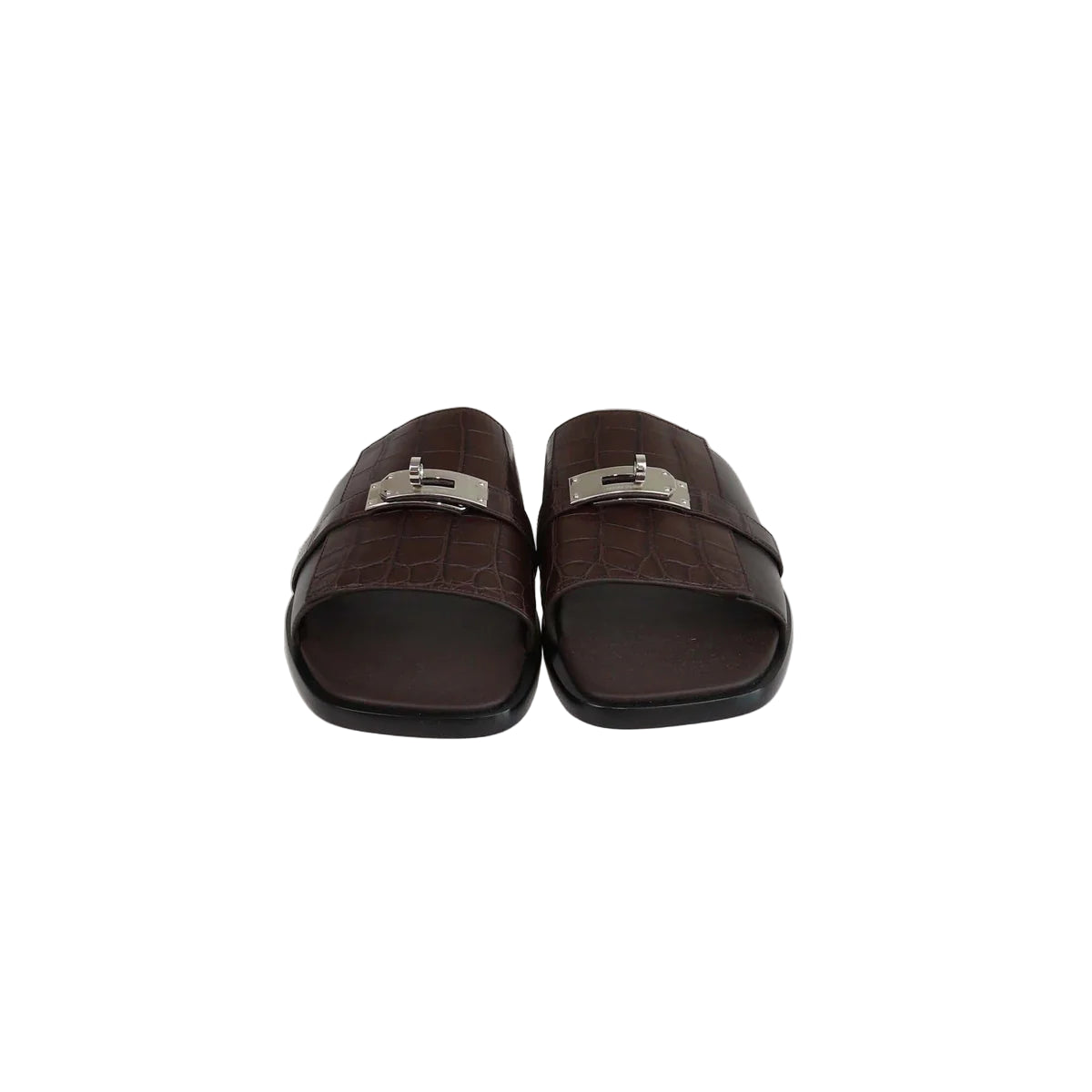 Hermès Gabriel Sandal - Dark Brown/Noir Alligator (45)