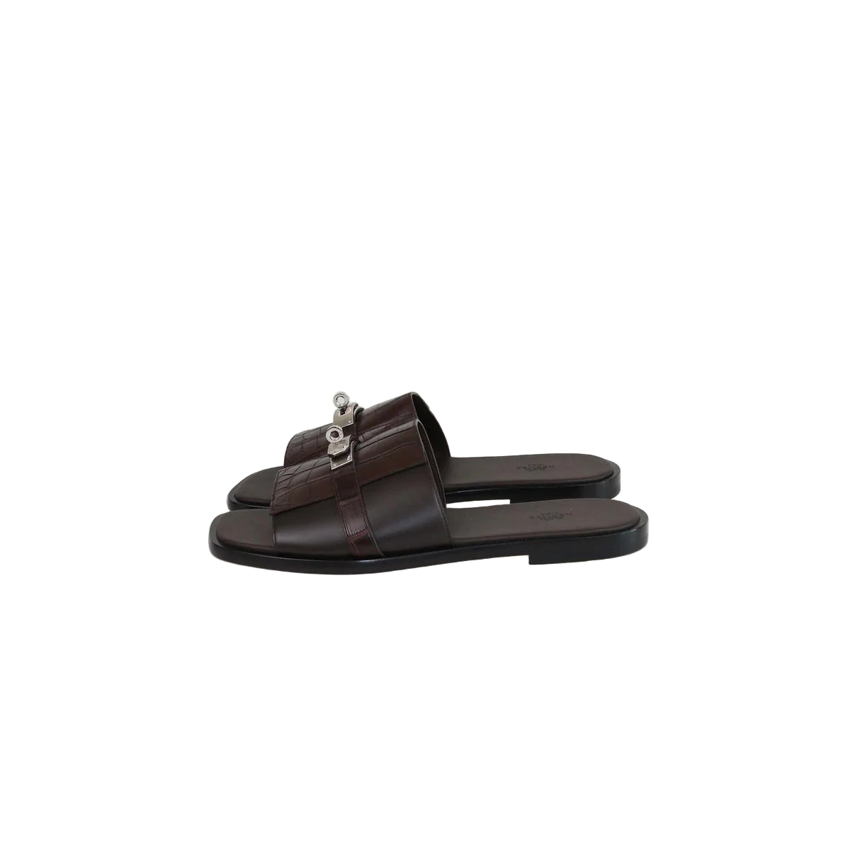 Hermès Gabriel Sandal - Dark Brown/Noir Alligator (45)