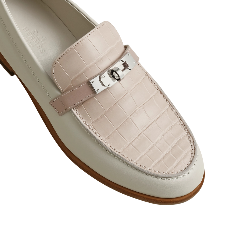 Hermès Destin Loafer - Niloticus Crocodile/Multicolore Blanc De Paris (40)