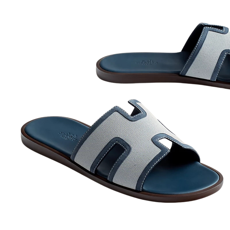 Hermès Izmir Sandal - Bleu/Bleu Céleste/Suede Goatskin  (45)