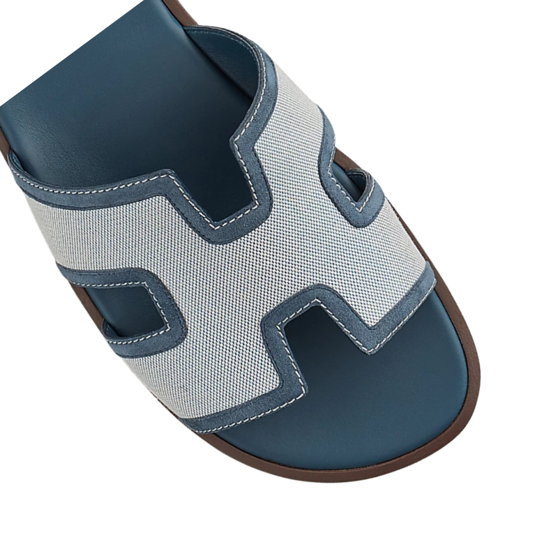 Hermès Izmir Sandal - Bleu/Bleu Céleste/Suede Goatskin  (45)
