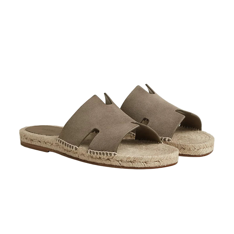 Hermès Antigua Espadrille - Étoupe/Suede Goatskin (46)