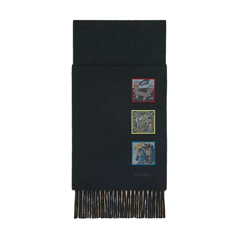 Hermès Badges Soie Scarf - Marine