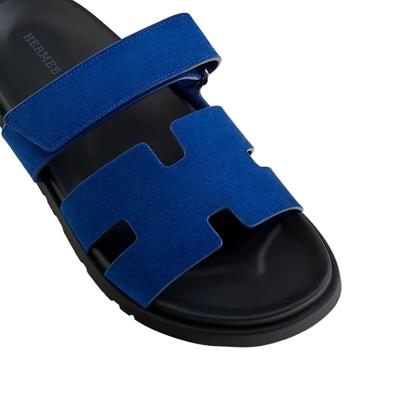 Hermès Chypre Sandal - Suede/Bleu Smalt (44.5)
