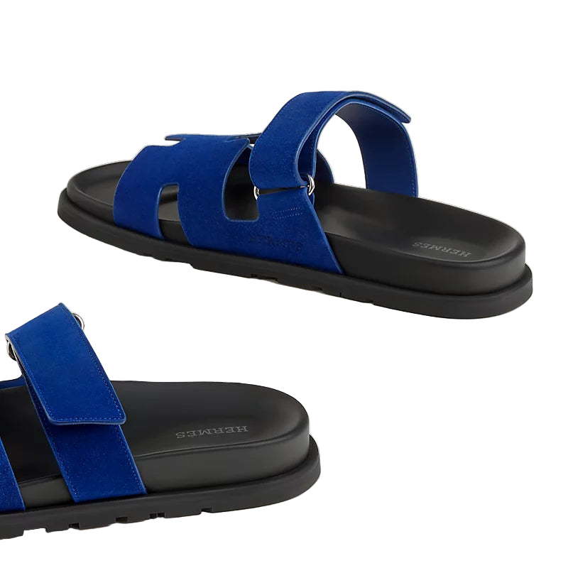 Hermès Chypre Sandal - Suede/Bleu Smalt (44.5)