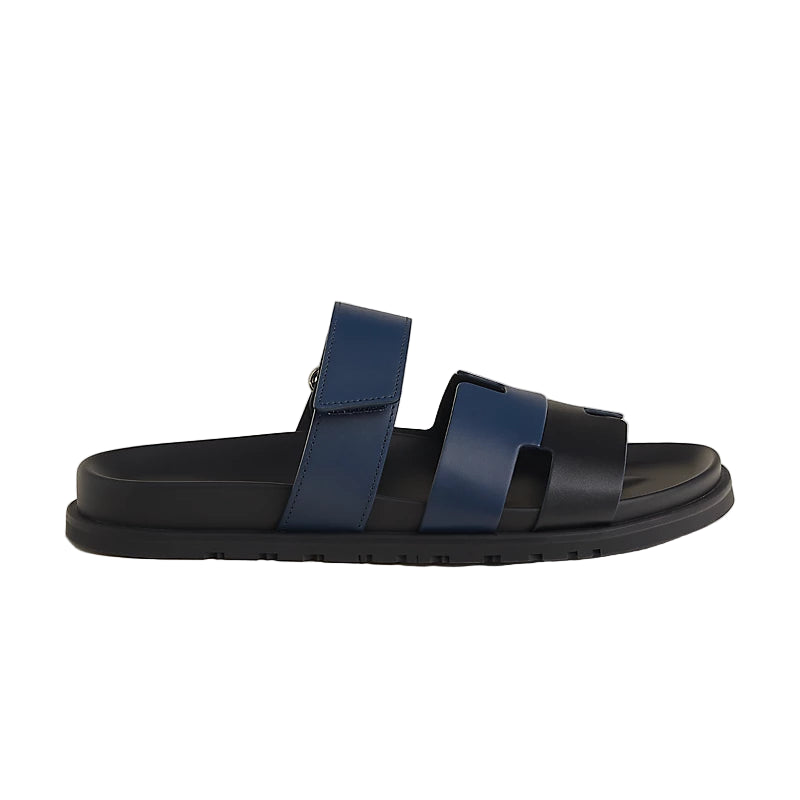 Hermès Chypre Sandal - Bleu Obsur/Noir/Calfskin (45)