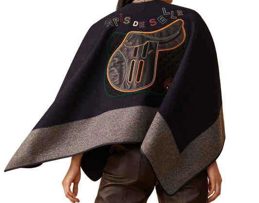 Hermès College poncho Marine / Anthracite