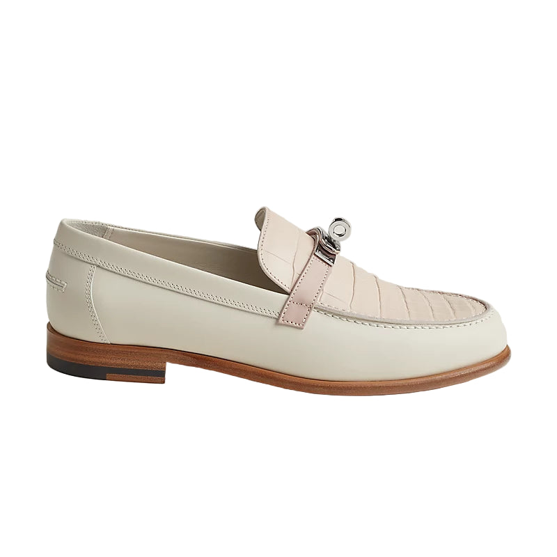 Hermès Destin Loafer - Niloticus Crocodile/Multicolore Blanc De Paris (40)