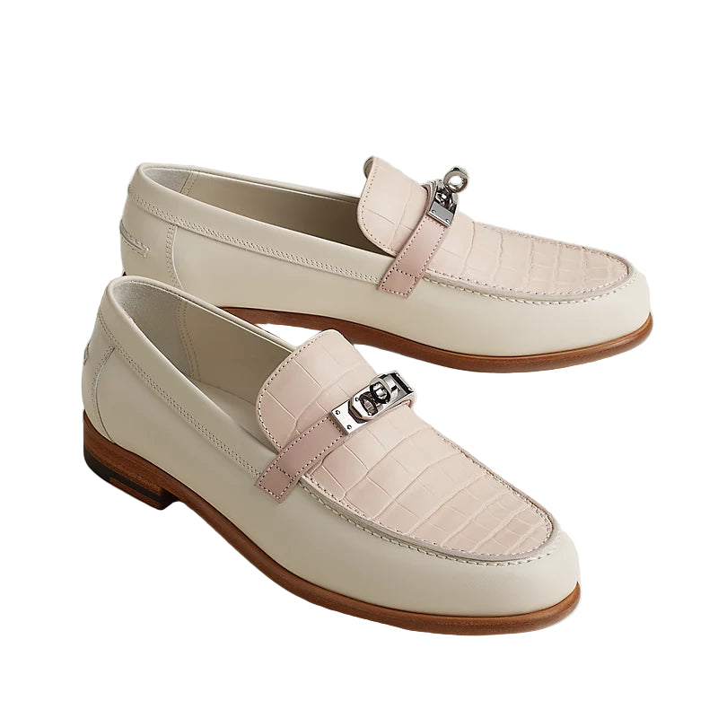 Hermès Destin Loafer - Niloticus Crocodile/Multicolore Blanc De Paris (40)