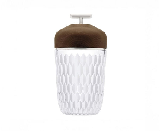 ST LOUIS - DARK WOOD SATIN-FINISHED CRYSTAL PORTABLE LAMP (FOLIA LINE)