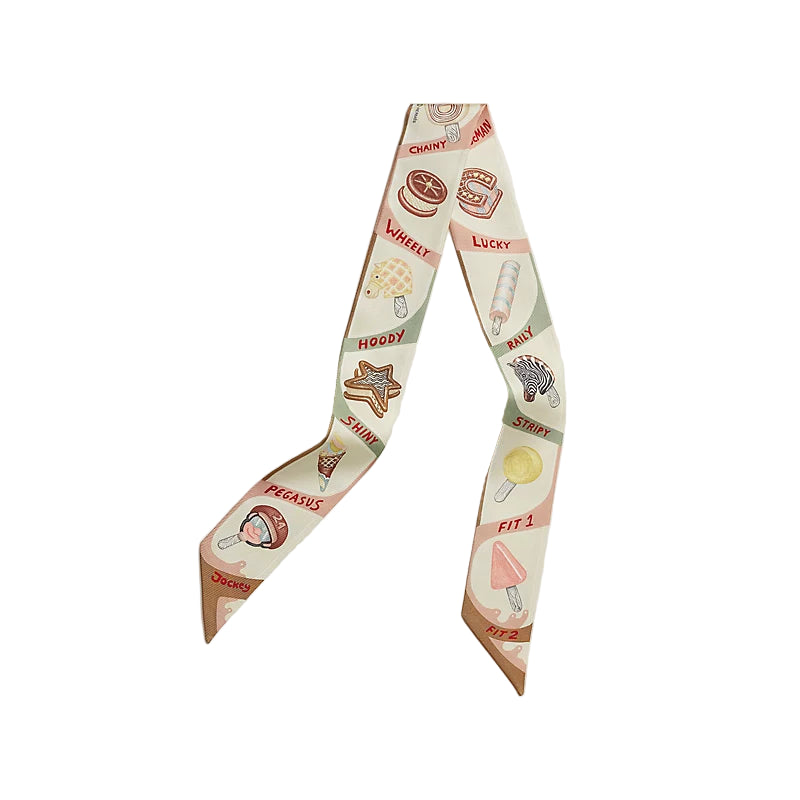 Hermès Funny Ice Cream Twilly - Beige/Crème/Vert Amande