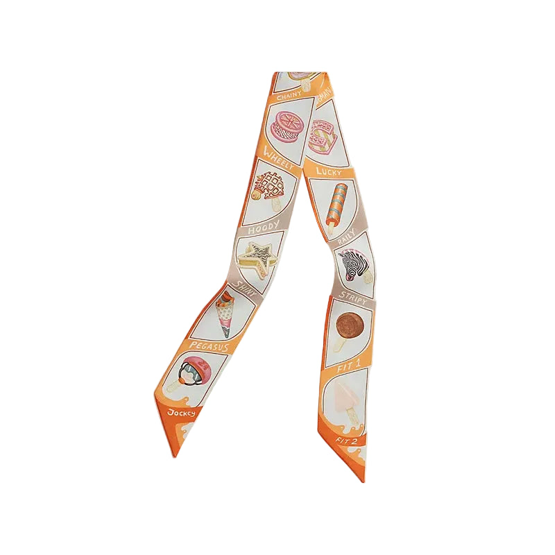 Hermès Funny Ice Cream Twilly - Orange/Crème/Beige