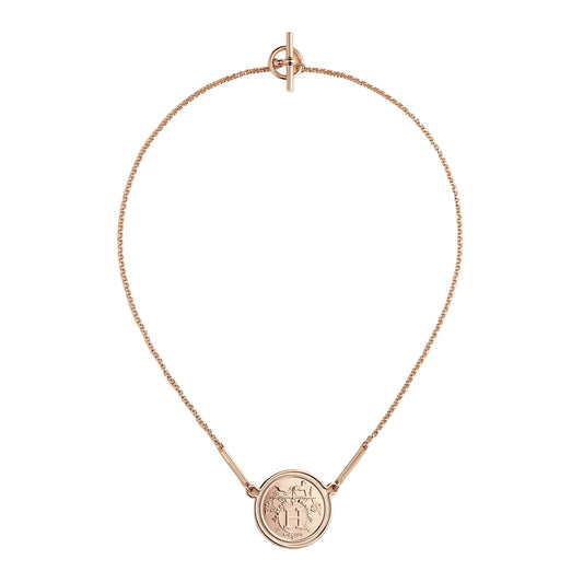 Hermès 18K Rose Gold Ex-Libris Pendant, Very Large Model Bracelet