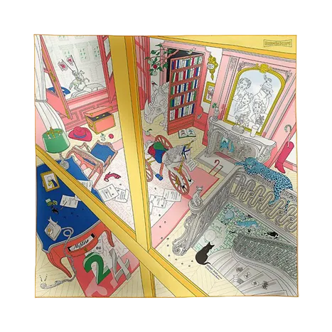 Hermès Carré Twill Mystère au 24 - Rose Bonbon/Jaune