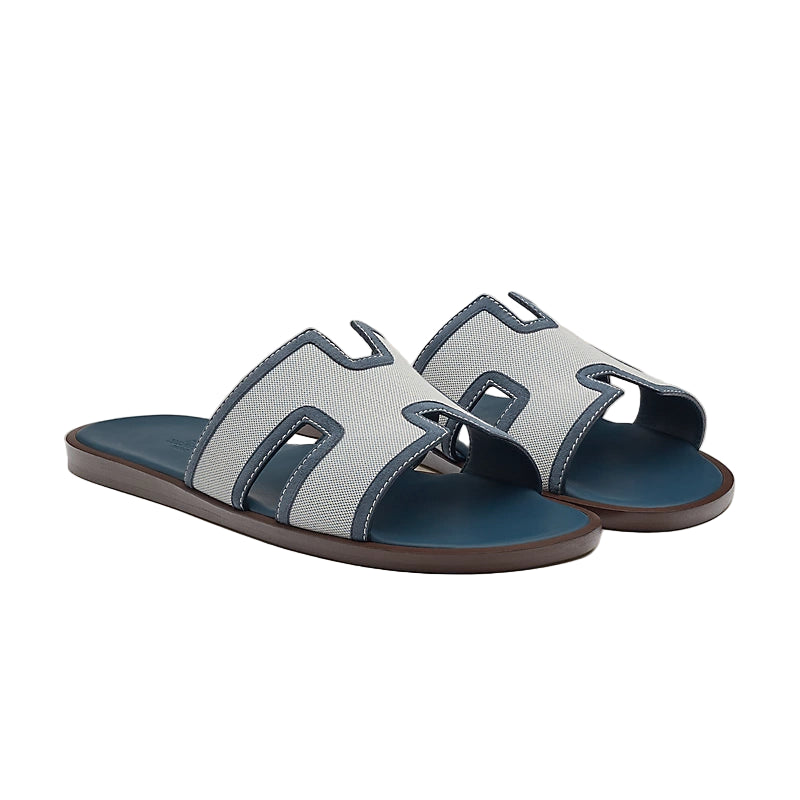 Hermès Izmir Sandal - Bleu/Bleu Céleste/Suede Goatskin  (45)