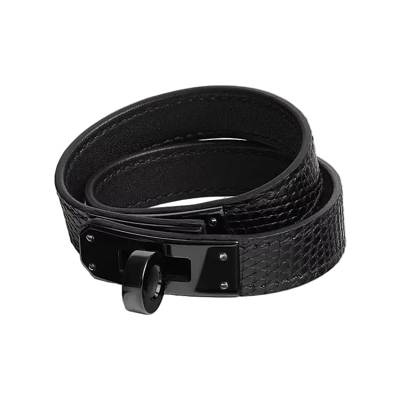Hermès Kelly Double Tour Bracelet - Noir/Salvator Lizard