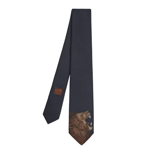Hermès Roaaaaar! tie , Marine / Marron