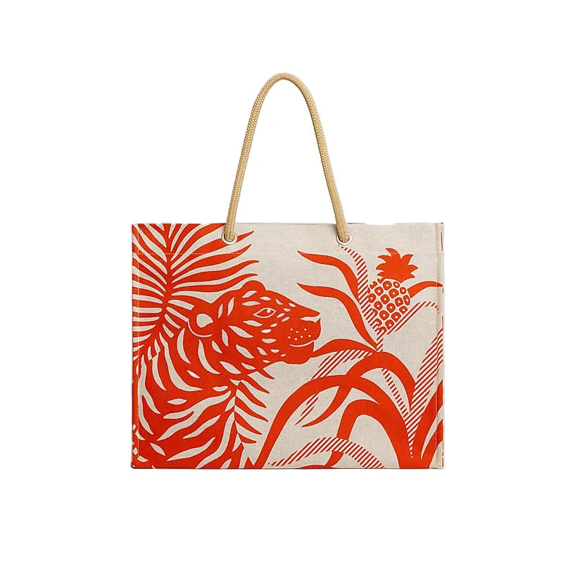 Hermès Tigre à l'Ananas Beach Bag - Orange/Corail - 2024